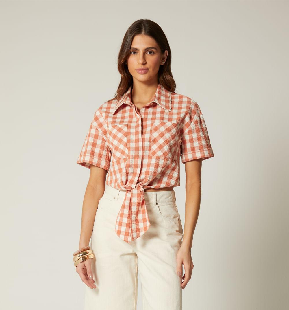 Blusa Manga Corta Con Nudo