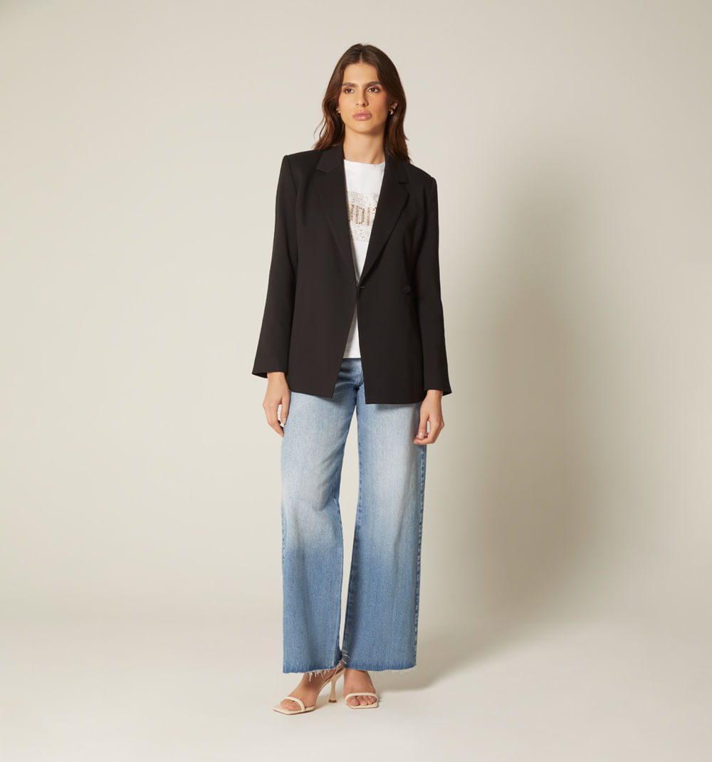 Blazer Manga Larga  De Un Boton