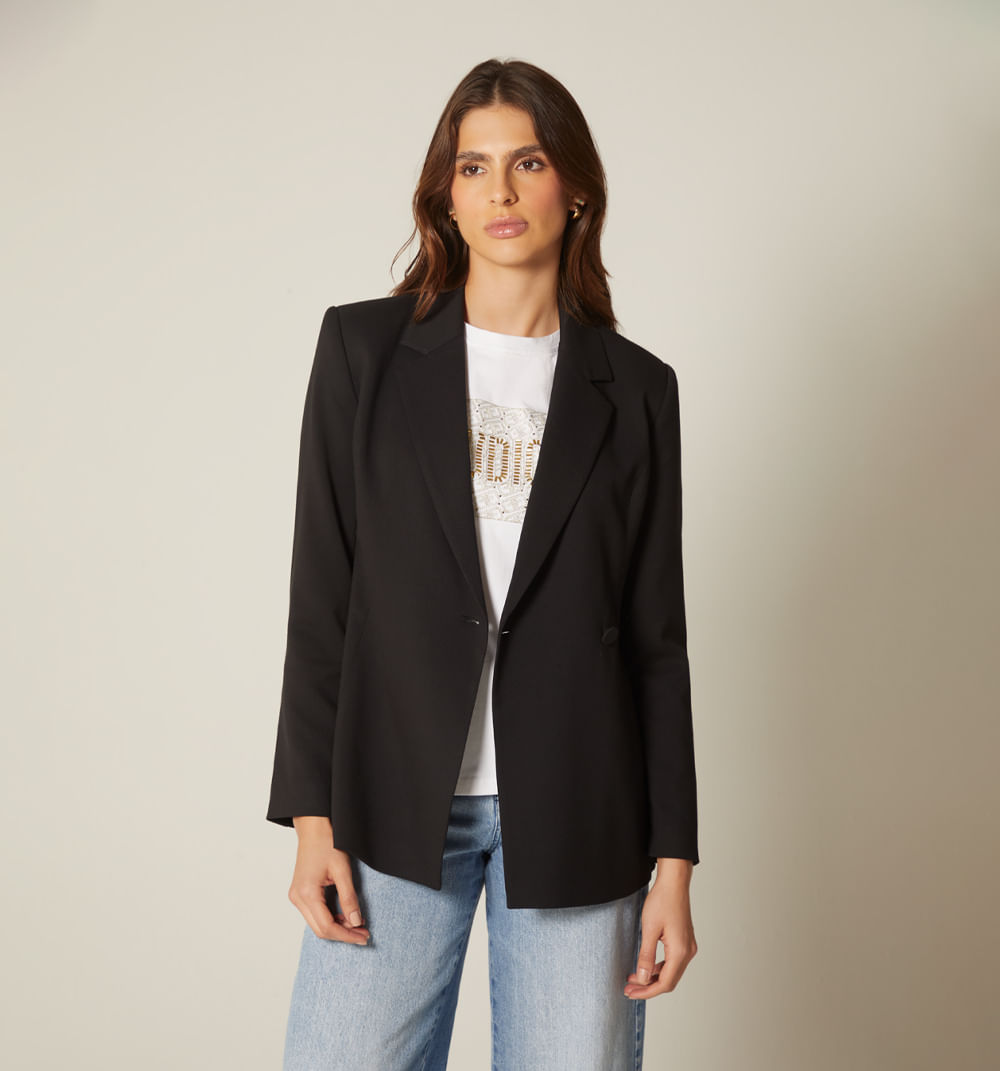 Blazer Manga Larga  De Un Boton