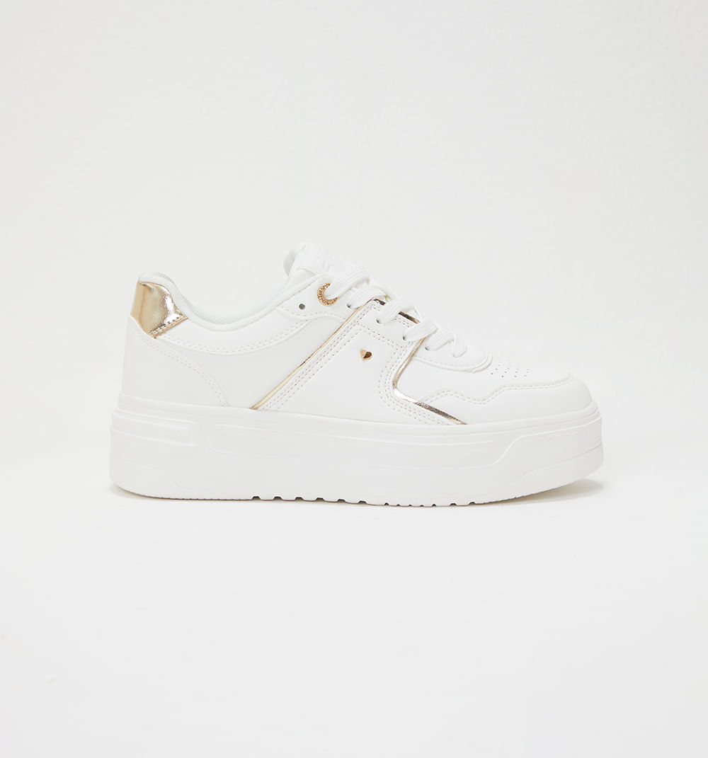 Tenis Con Plataforma Con Detalles Dorado