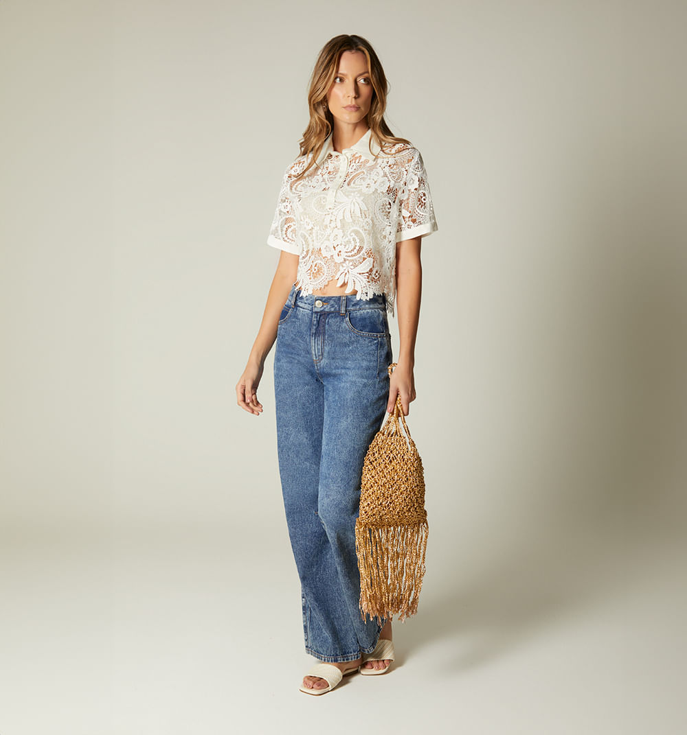 Blusa Manga Corta Tipo Polo