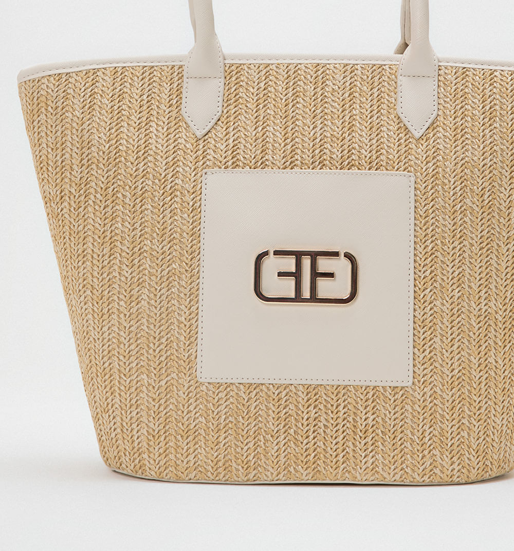 Bolso De Hombro Tejido Con Logo Herraje