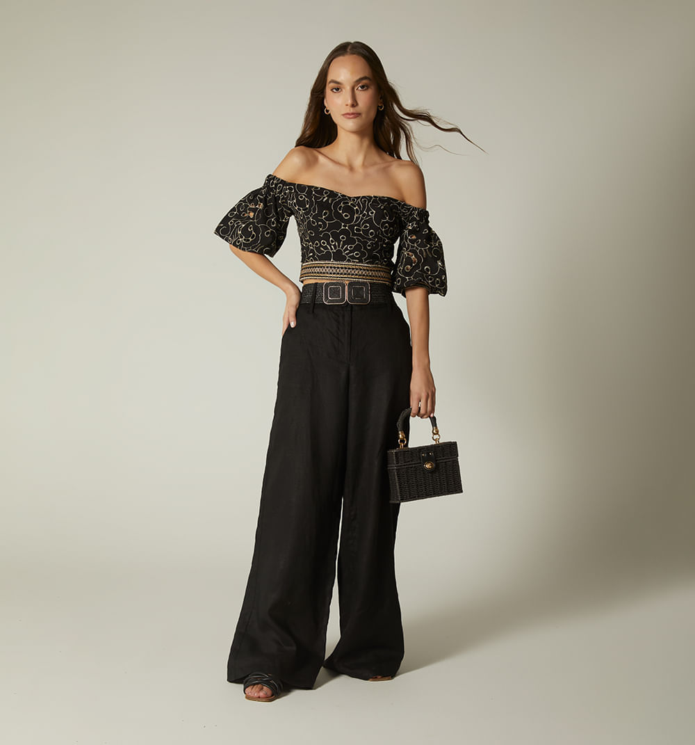 Pantalon Palazo Tiro Alto Pretina Ancha