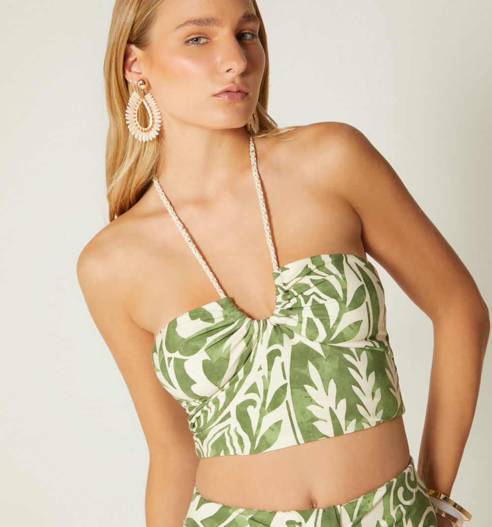 Crop Top Con Amarre En Cordon