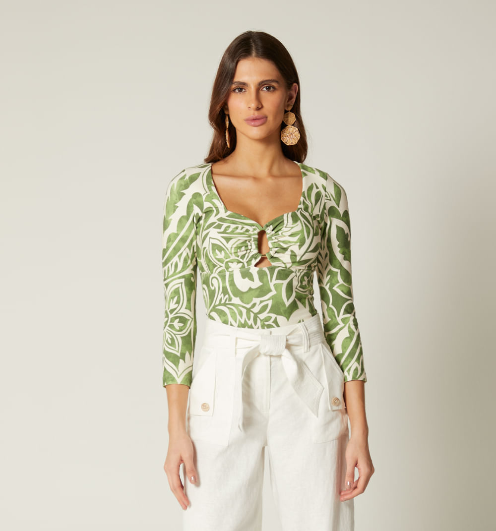 Blusa Manga 3/4 Con Herraje