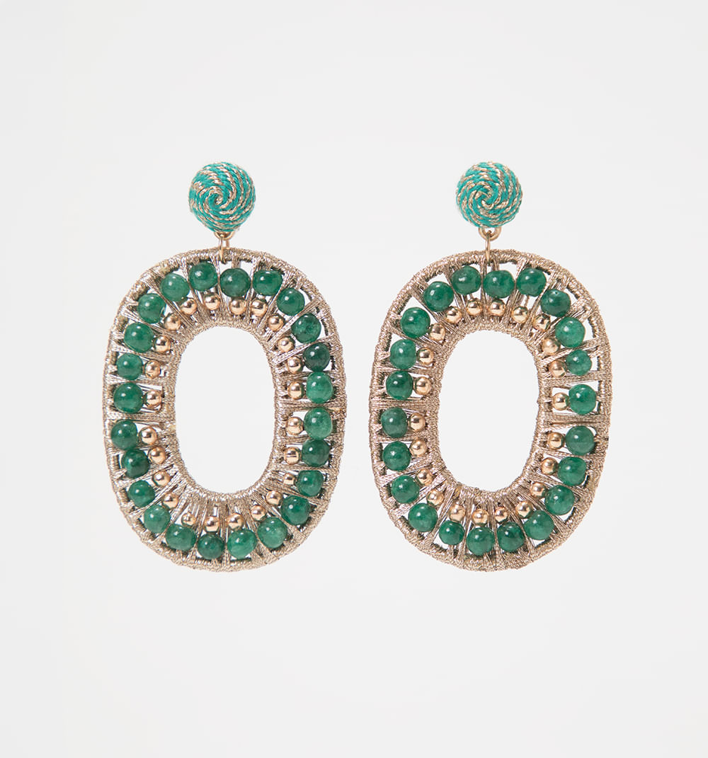 Aretes Tejidas Piedras Y Mostasillas