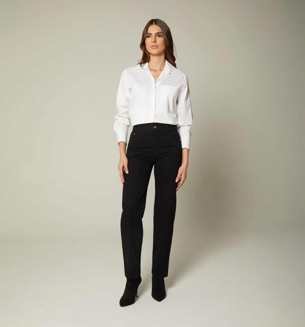 Jean Girlfriend Tiro Alto 5  Bolsillos