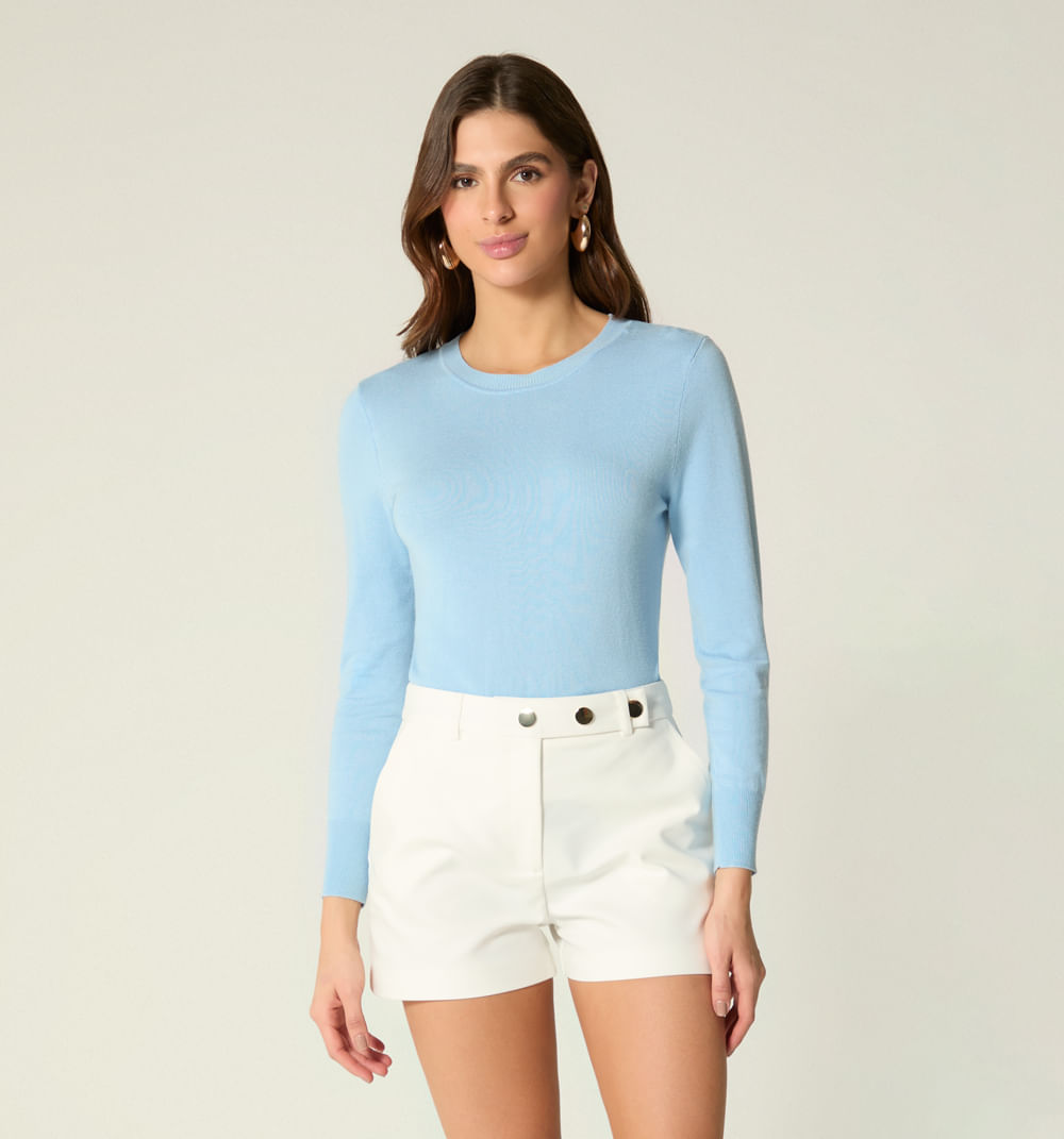 Short Tiro Alto Y Pretina Con  Broches