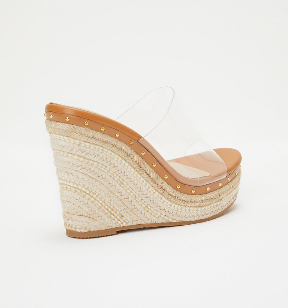 Sandalia Plataforma Con Vinilo Y Yute