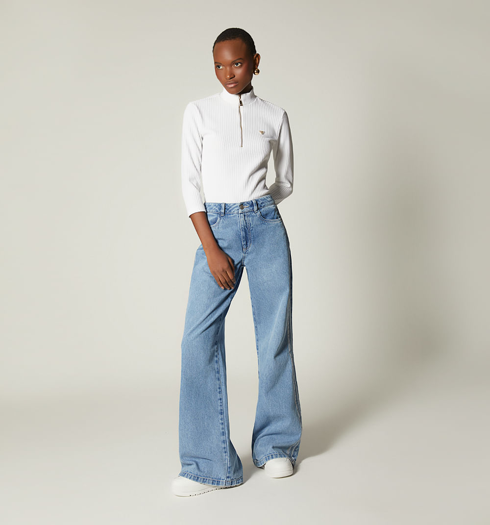 Tazzio Jeans Donna Bootcut Palazzo Tapered Fit Stretch - F133, Vita Alta - 2