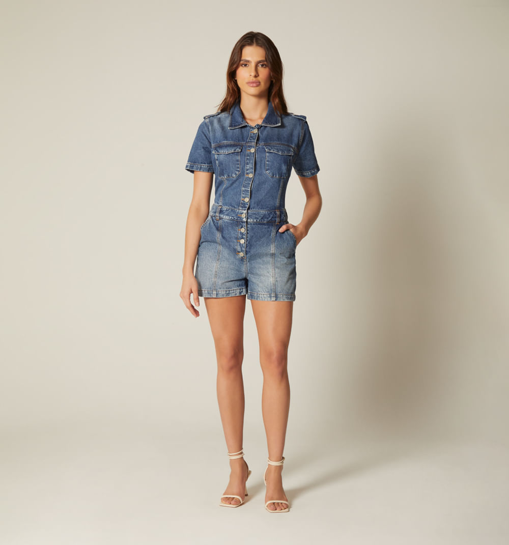 Enterizo Short Manga Corta Para Mujer