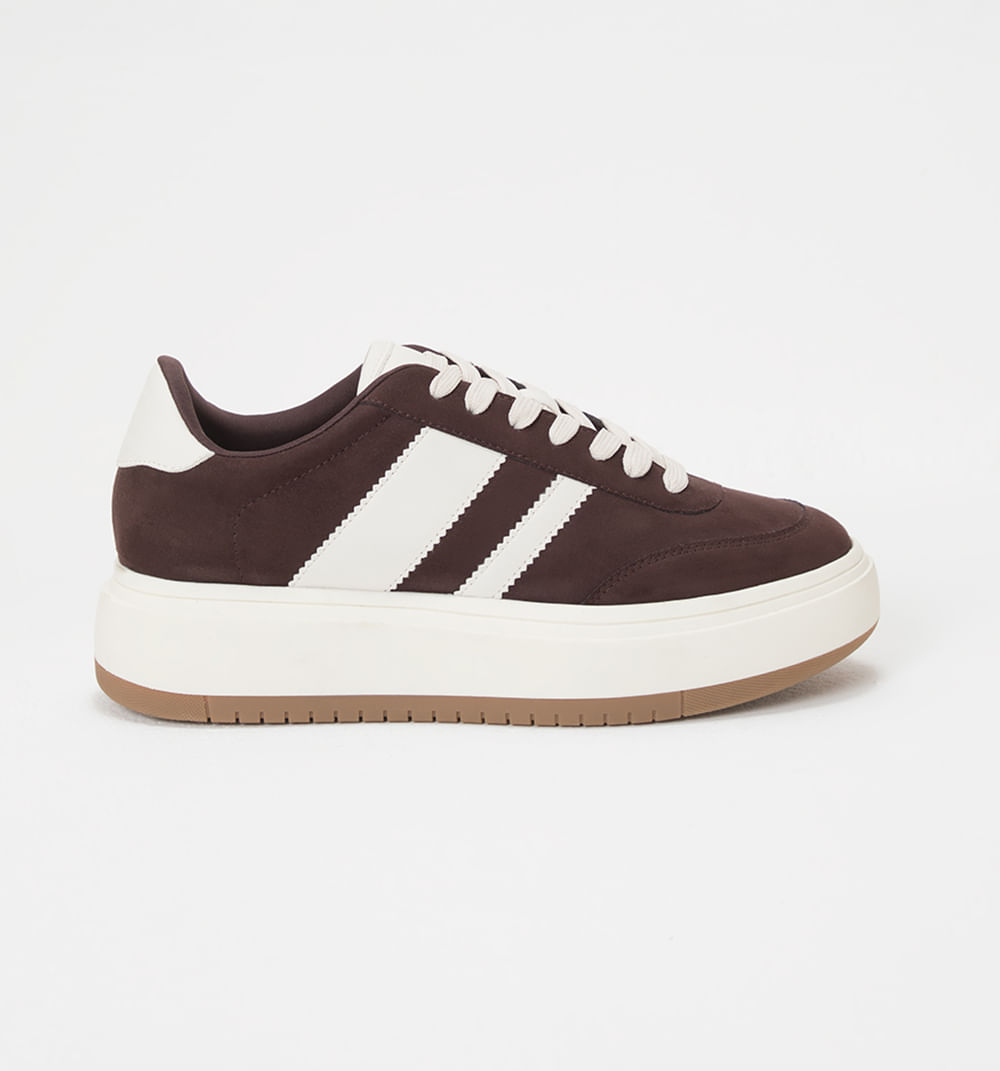 Tenis En Suede Con Lineas En Contraste