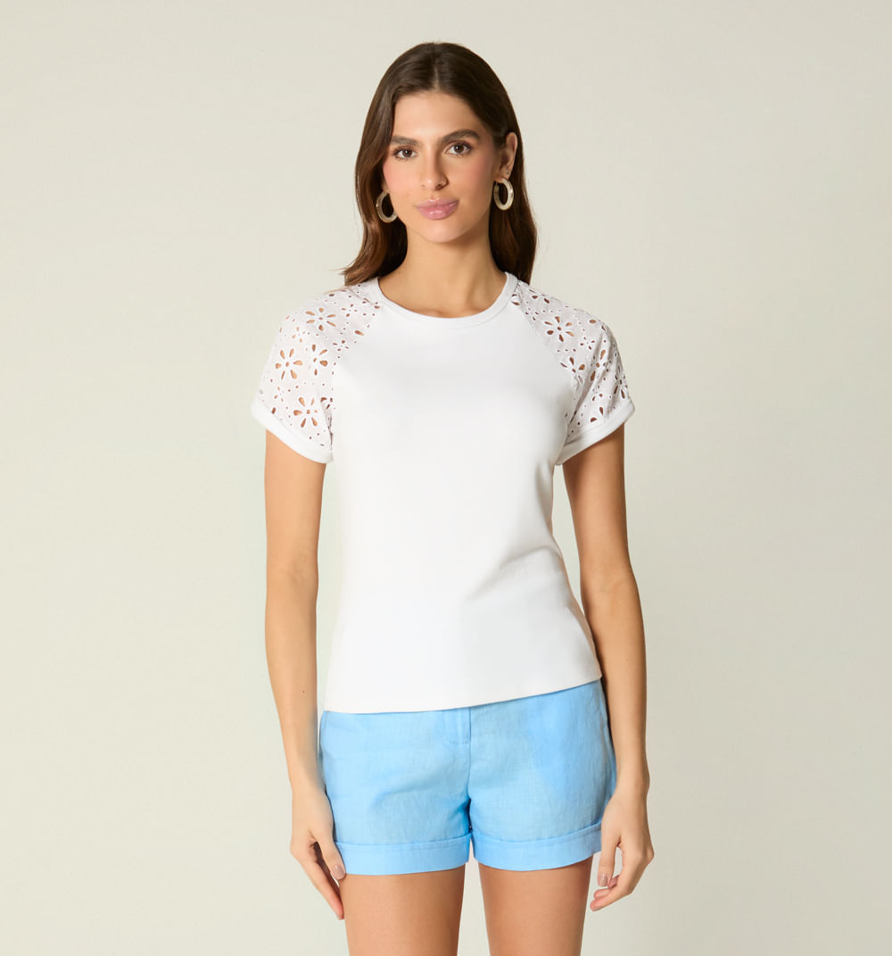 Camiseta Manga Corta En Hojarota