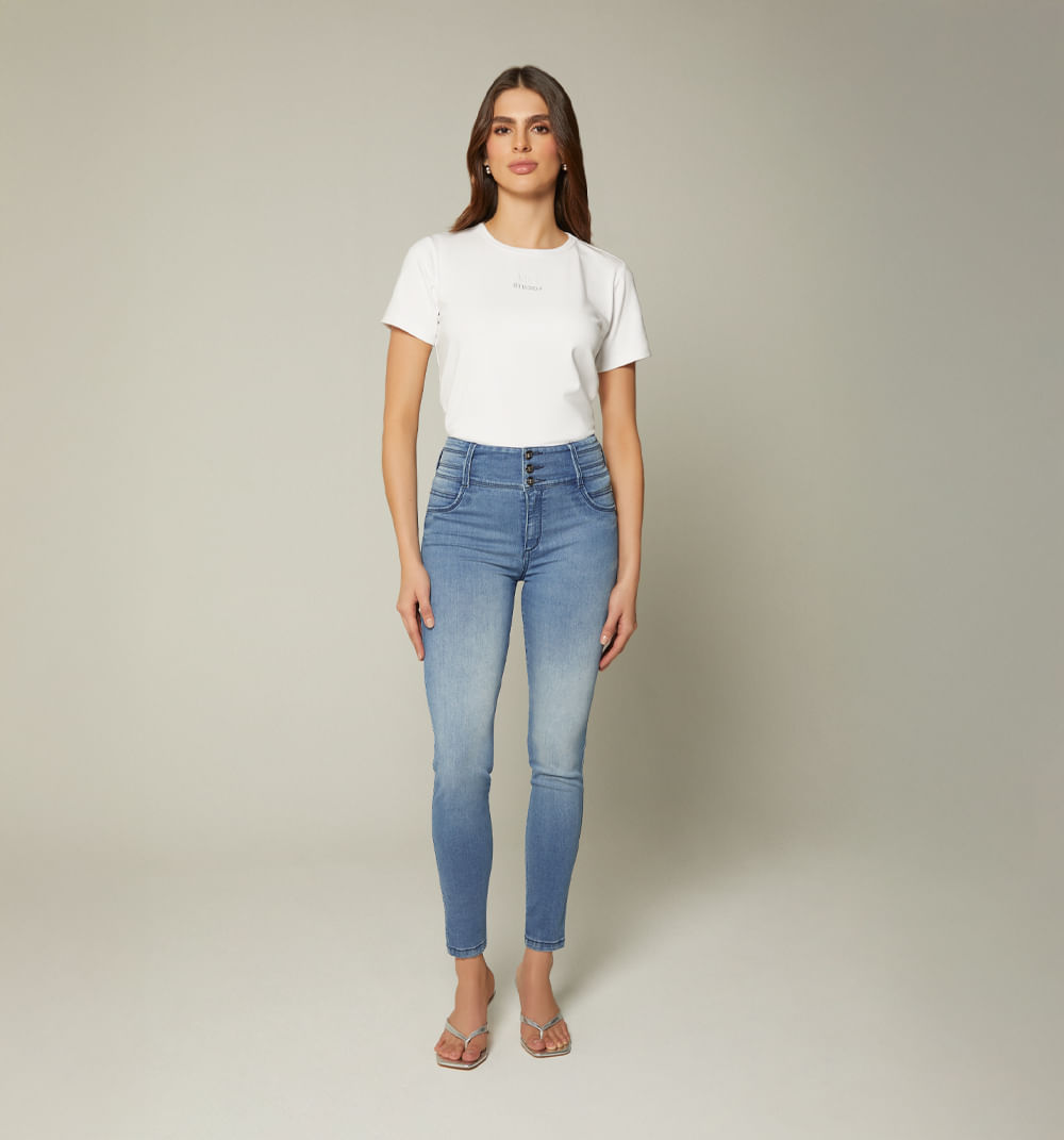 Jean Ultraslim Pretina Ancha Con Cortes