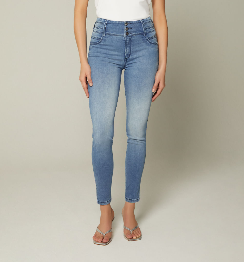 Jean Ultraslim Pretina Ancha Con Cortes