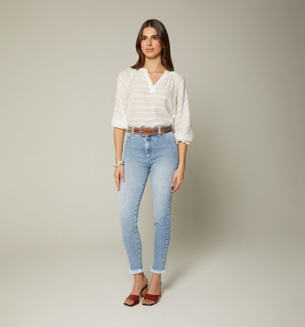 Jean Skinny Cinco Bolsillos Con Correa