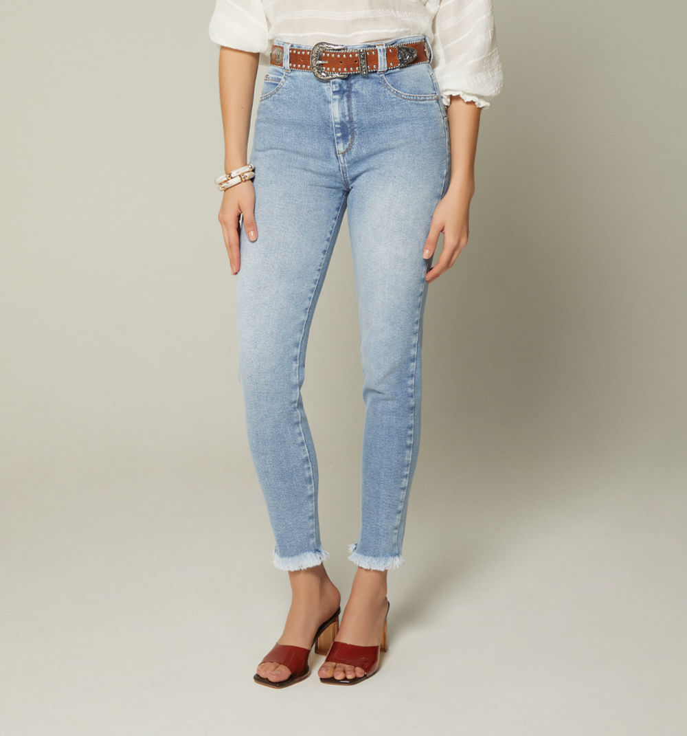Jean Skinny Cinco Bolsillos Con Correa