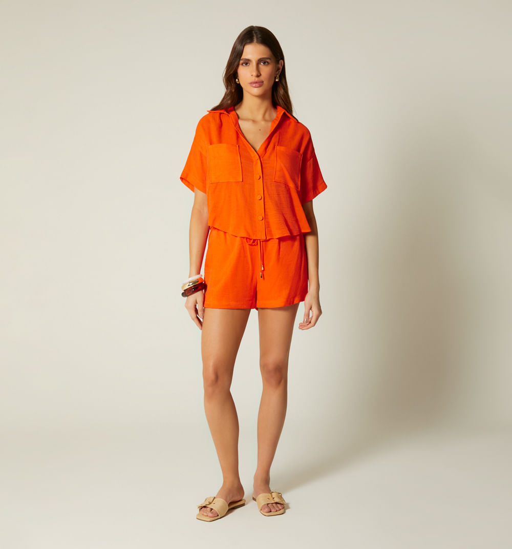 Blusa Manga Corta Y Bolsillos