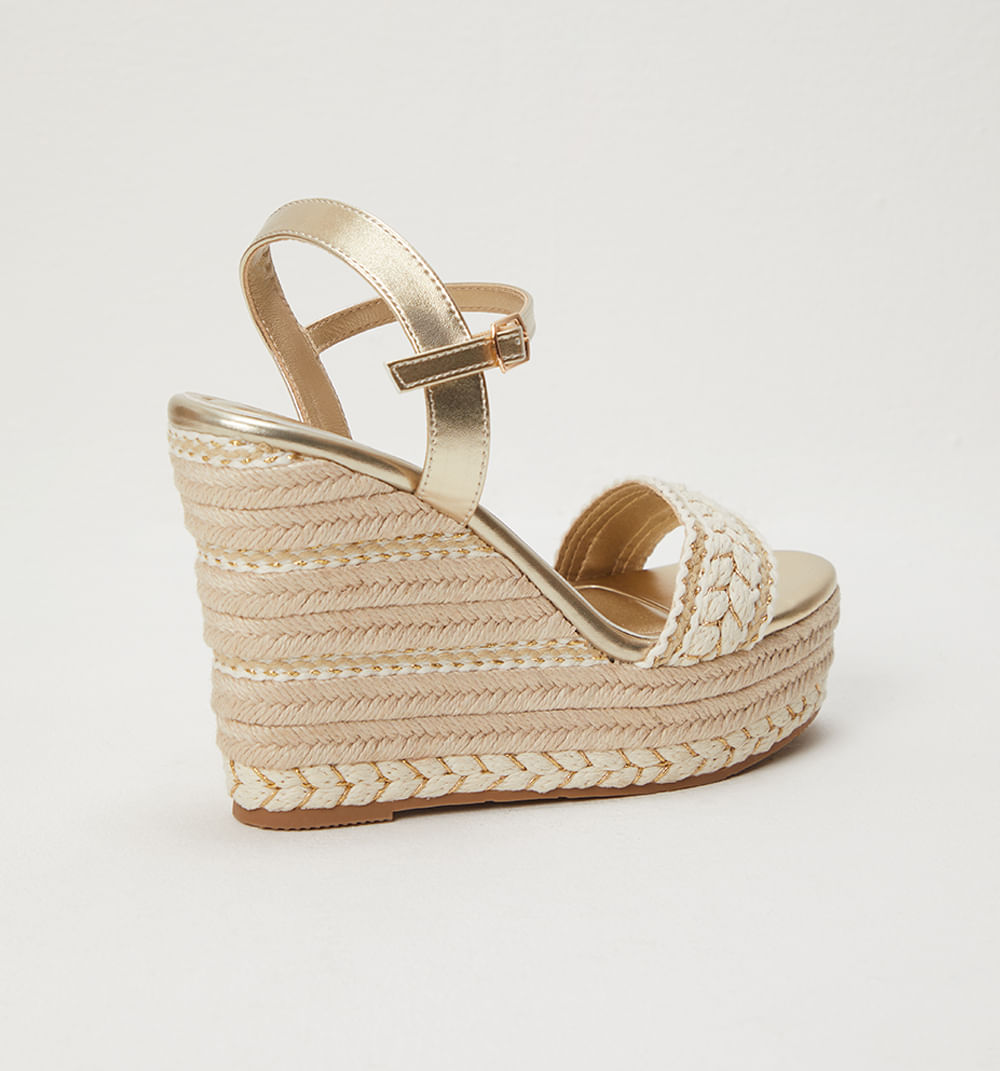 Sandalia Plataforma Con Tejido Y Lurex