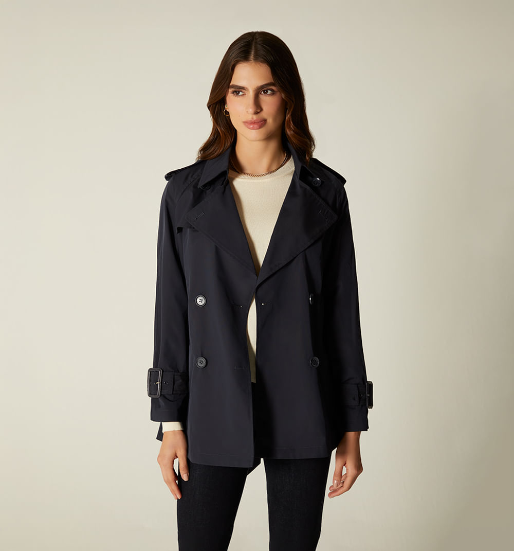 Trench Corto Con Botones