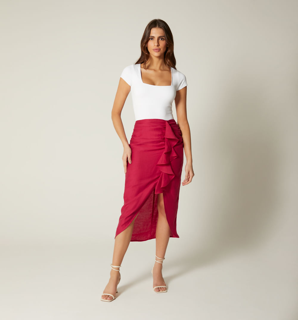 Falda Midi Con Surcido