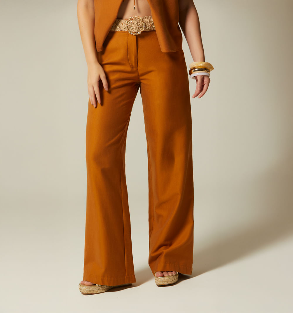 Pantalon Palazo Tiro Alto Con Correa