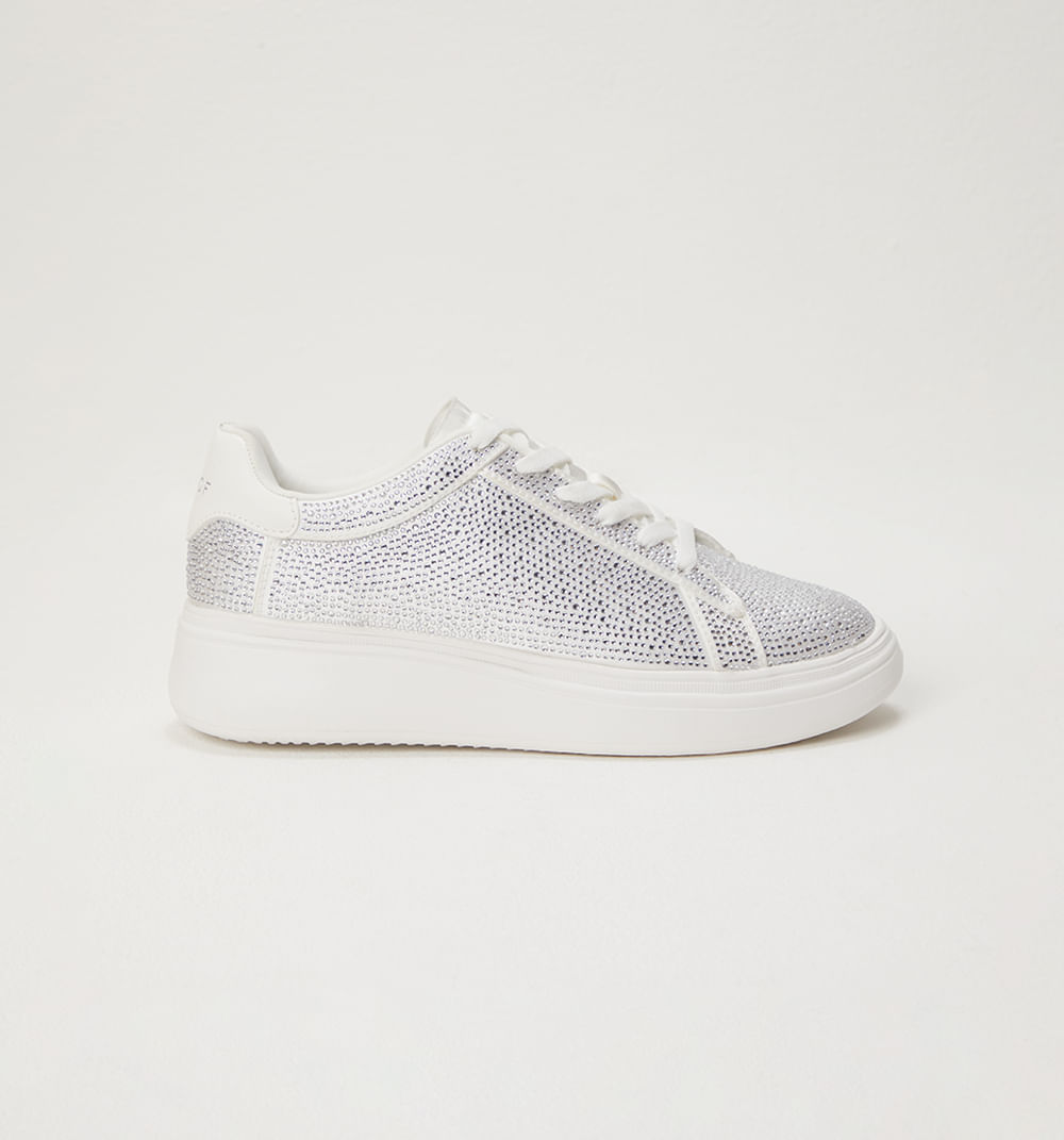 Tenis Con Cristales  En Tono Plata