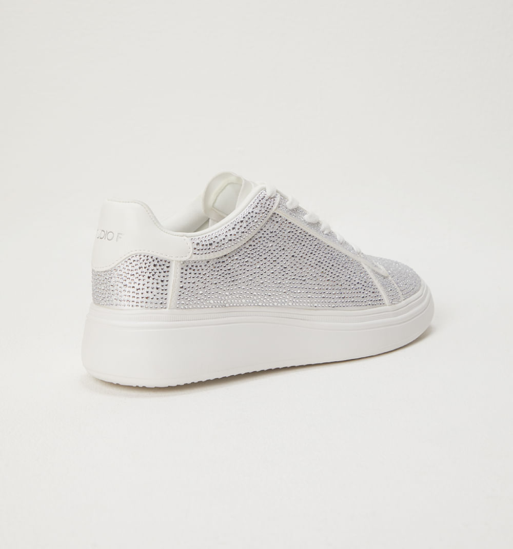 Tenis Con Cristales  En Tono Plata
