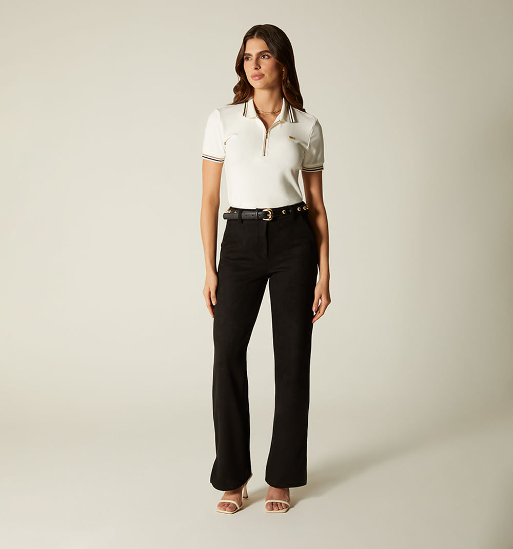 Pantalon Tiro Alto Con Botones