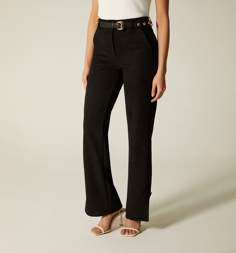 Pantalon Tiro Alto Con Botones