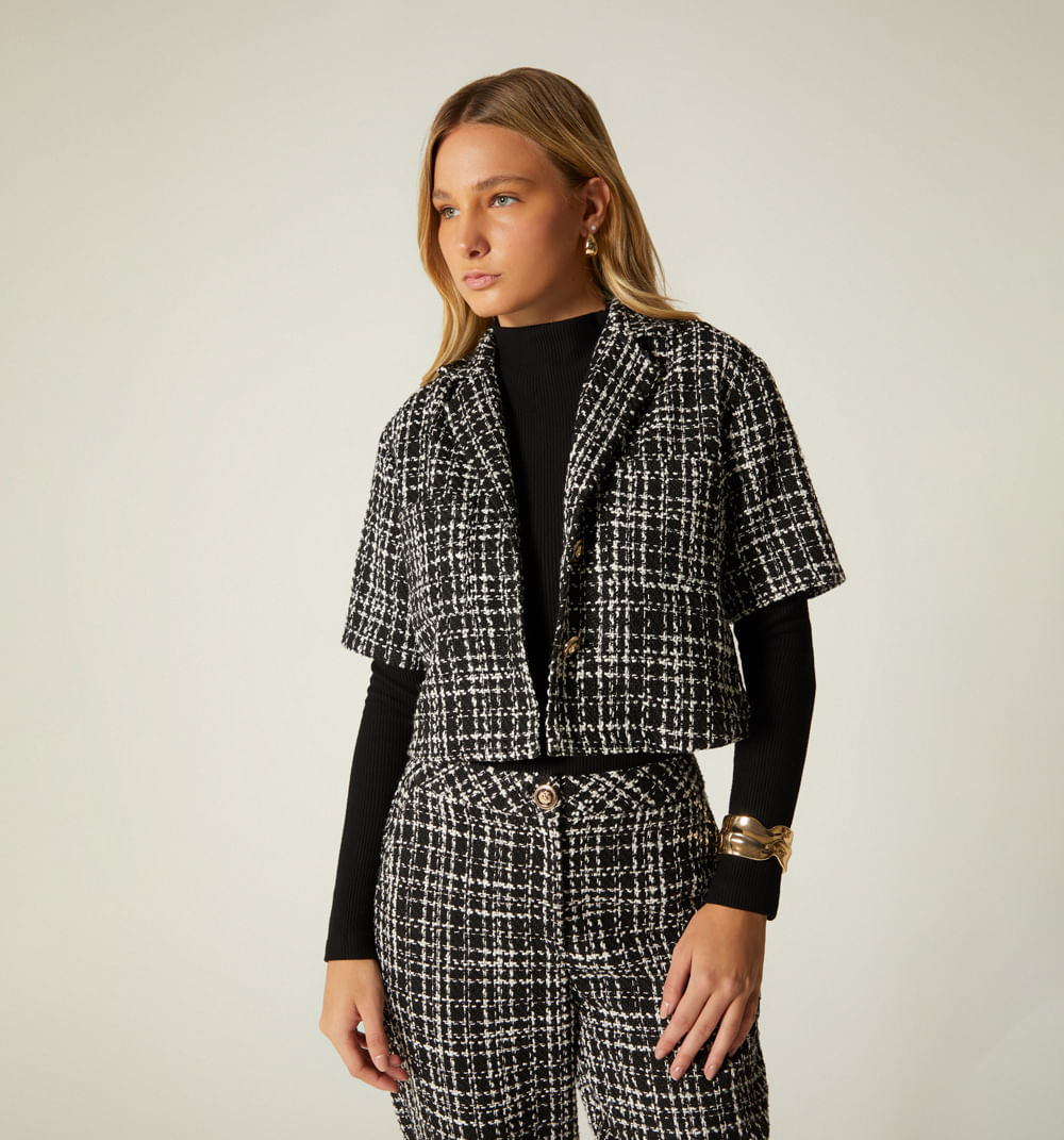Blusa Manga Corta Tipo Blazer