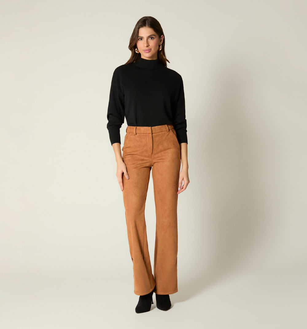 Pantalon Tiro Alto Con Botones