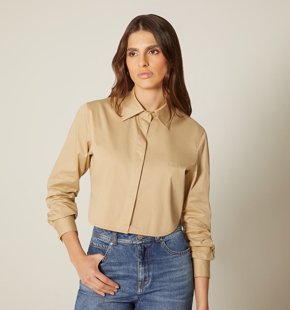 Blusa Camisera Boxy Manga Larga