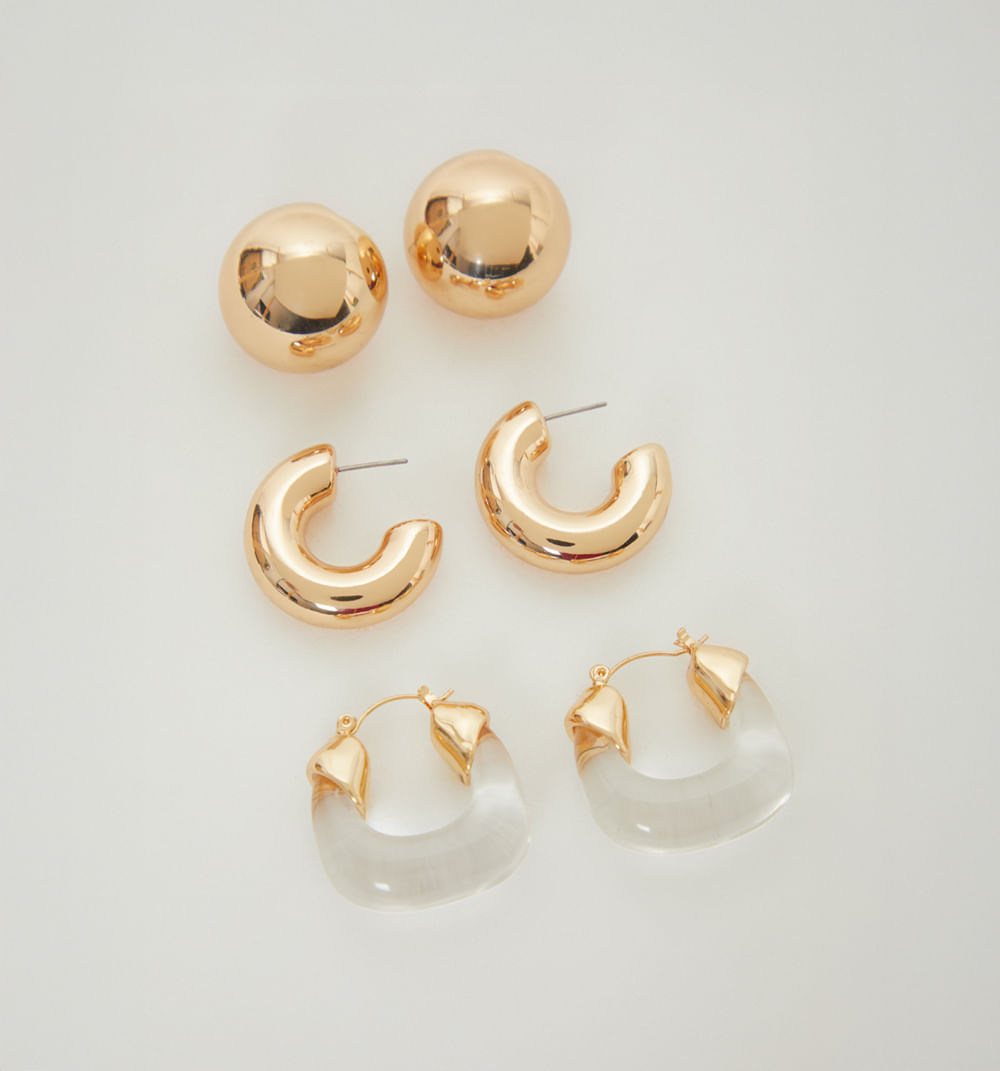 Aretes Chunky Transparencia Set X 3