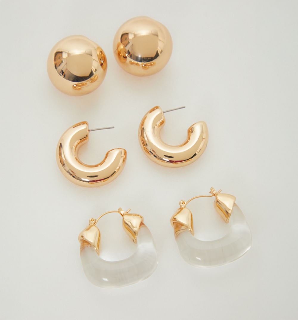 Aretes Chunky Transparencia Set X 3