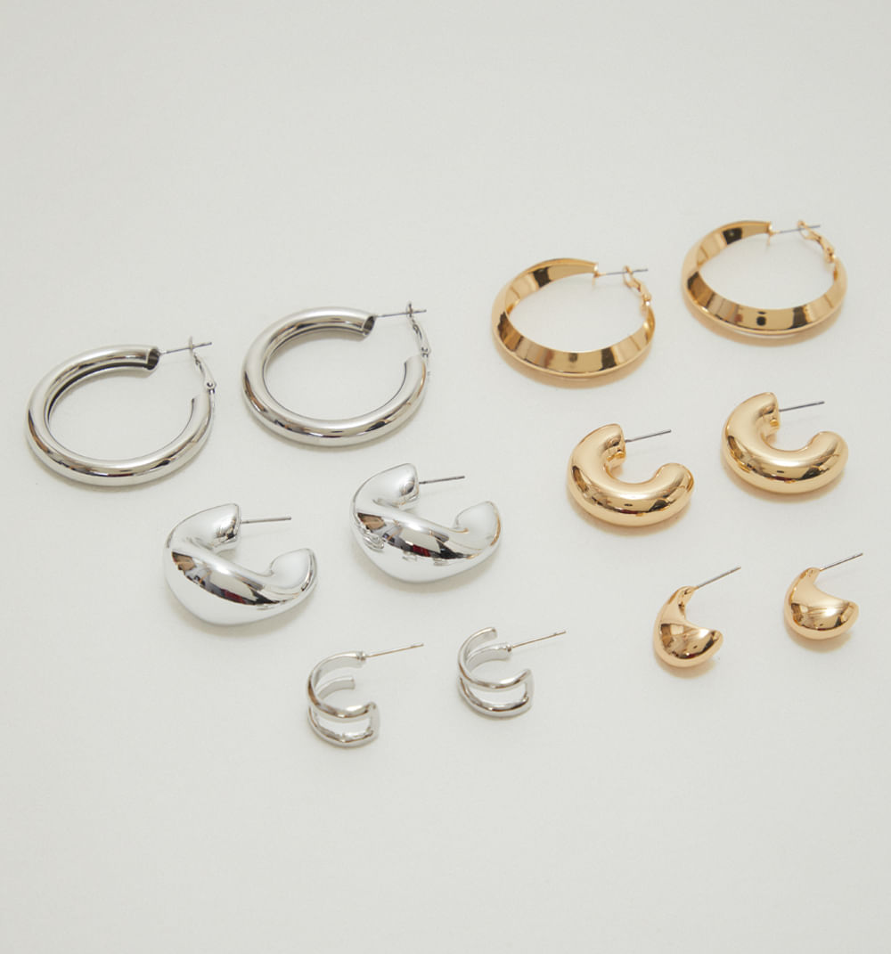 Aretes Chunky Bicolor Set X6