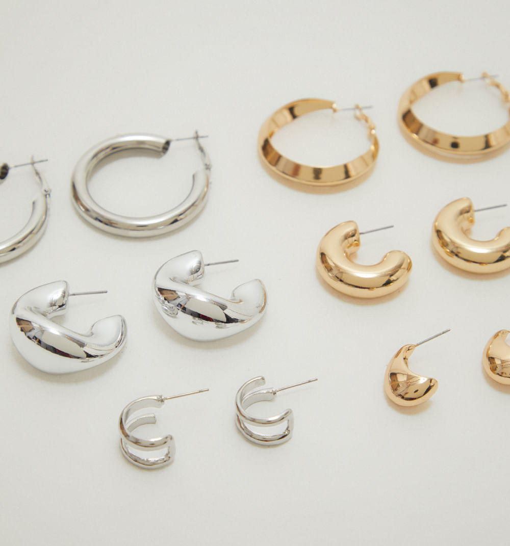 Aretes Chunky Bicolor Set X6