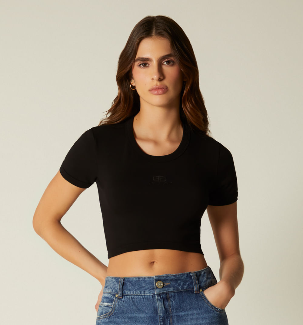 Blusa Manga Corta  Con Bordado