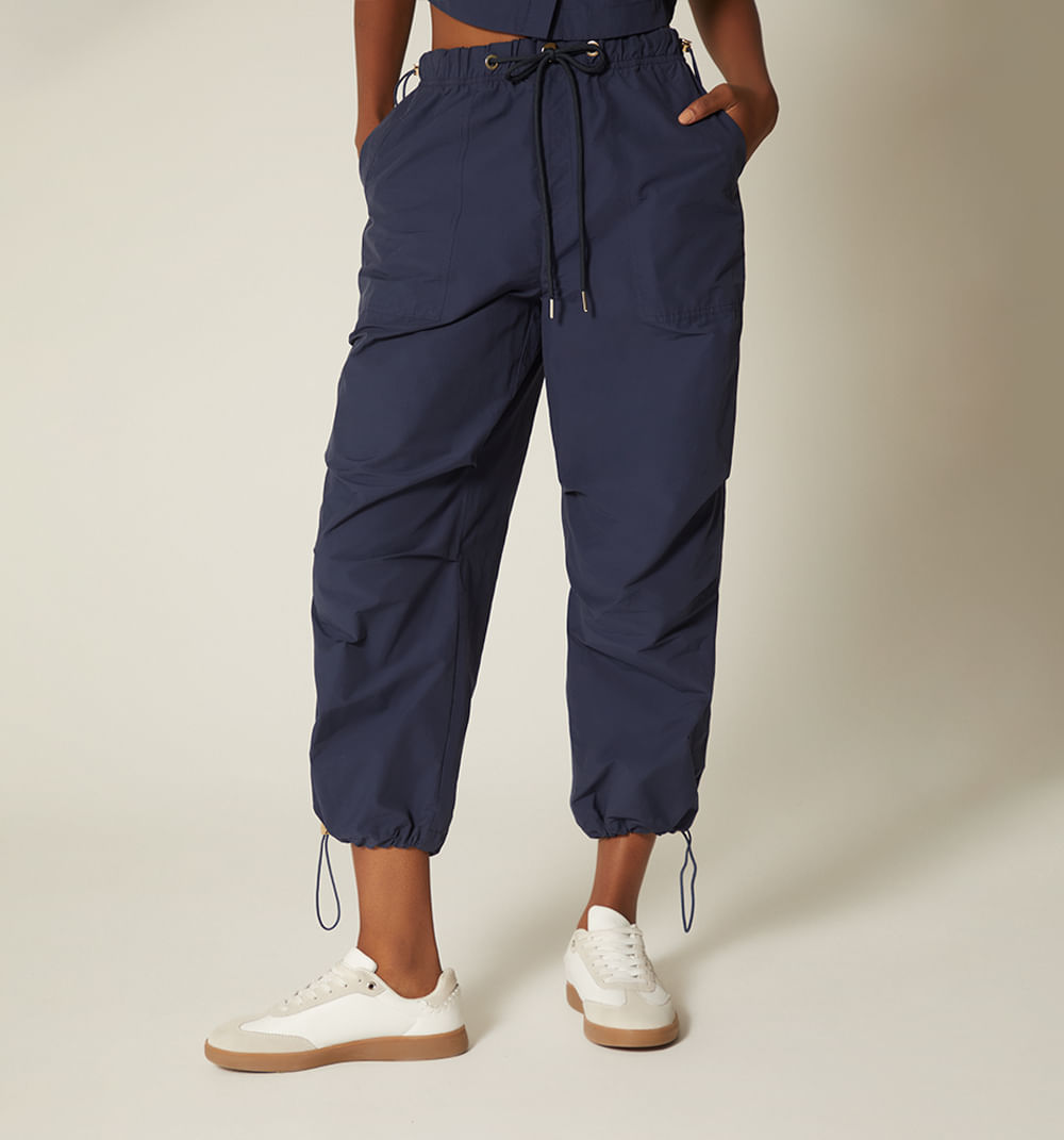 Pantalon Tiro Alto Con Elasticos