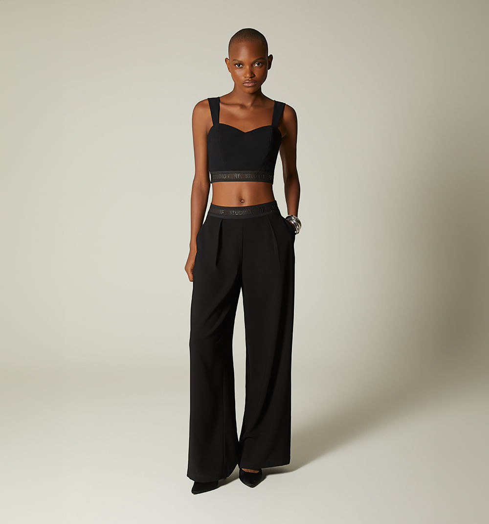 Blusa Crop De Tiras Elastico En Cintura