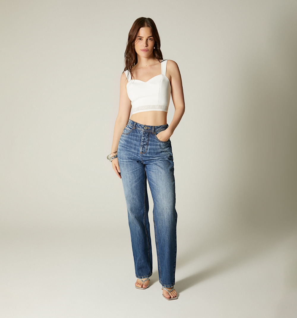Blusa Crop De Tiras Elastico En Cintura