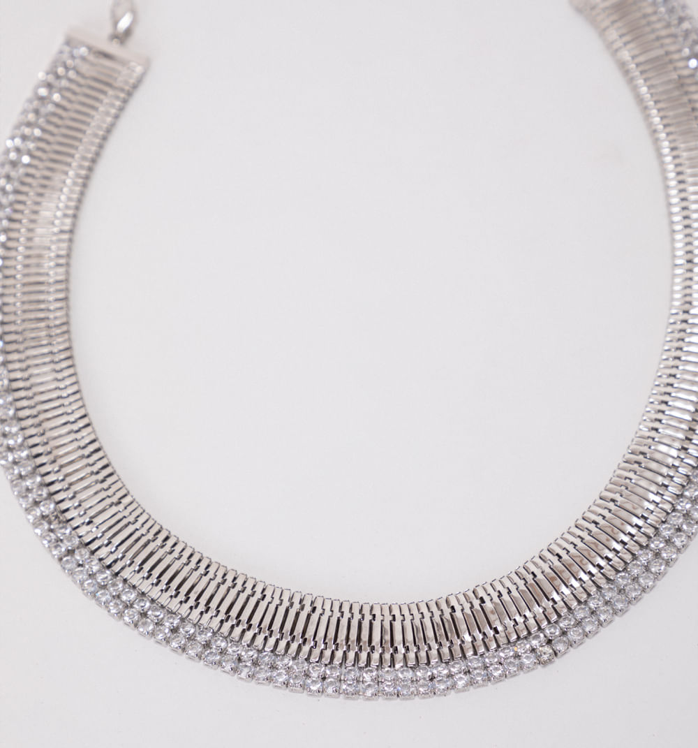 Collar Cadena Serpiente Con Cristales