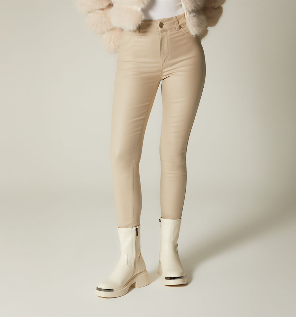 Jean Ultraslim Tiro Alto En Pu Para Mujer