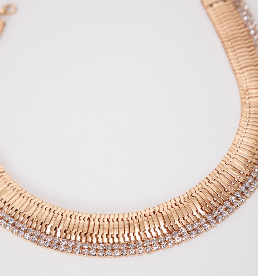 Collar Cadena Serpiente Con Cristales