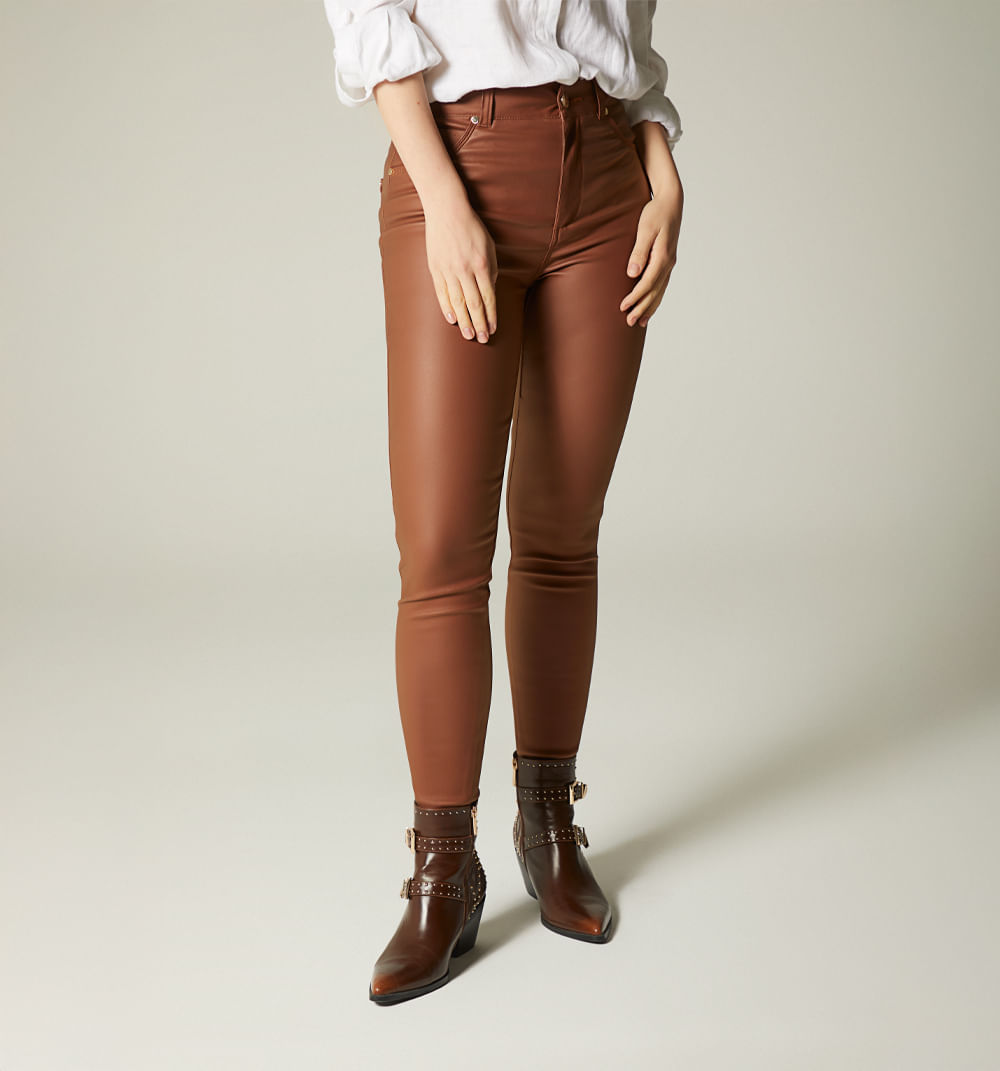 Jean Ultraslim Tiro Alto En Pu Para Mujer