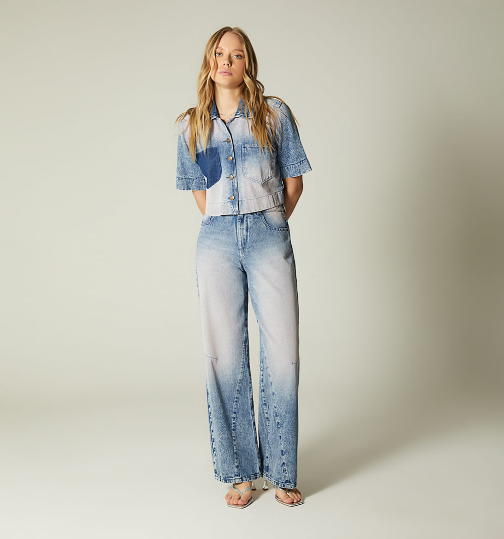 Jean Wide Leg Corte En Piernas.