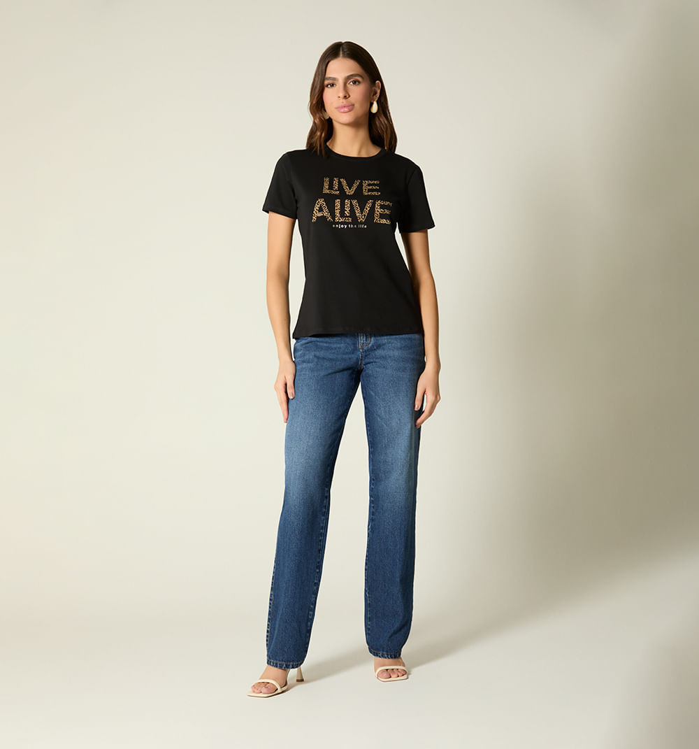 Camiseta Manga Corta Estampado Repujado