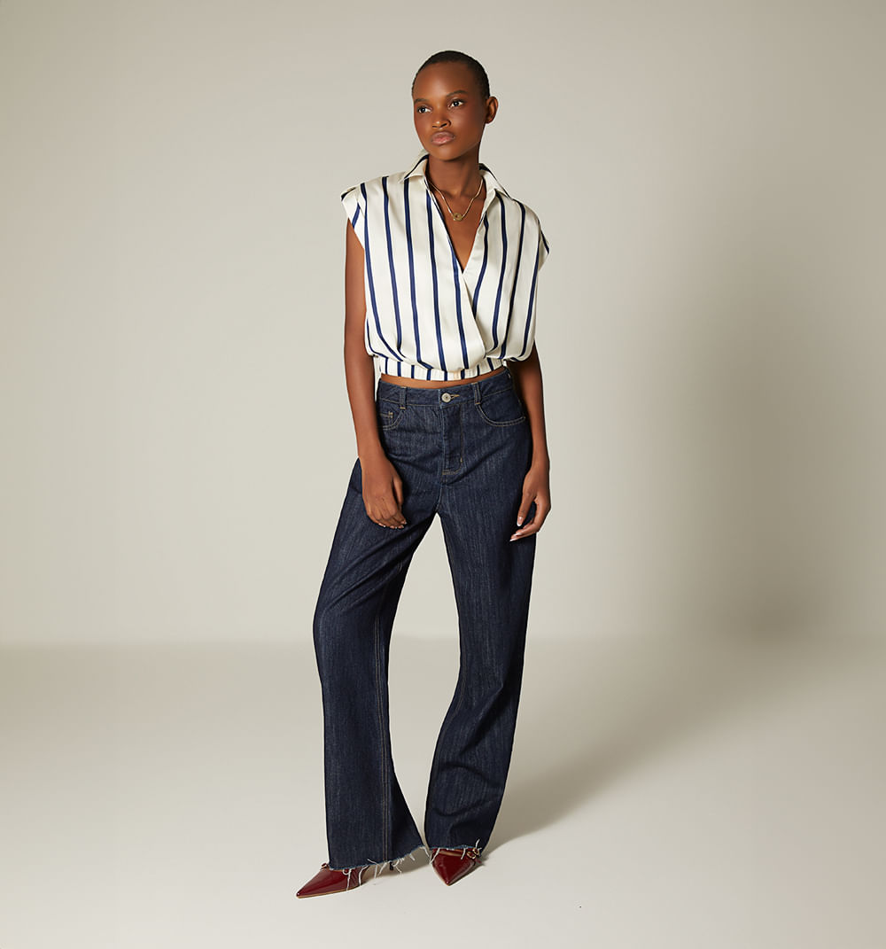 Blusa Manga Corta Con Guardapolvo Y Broc