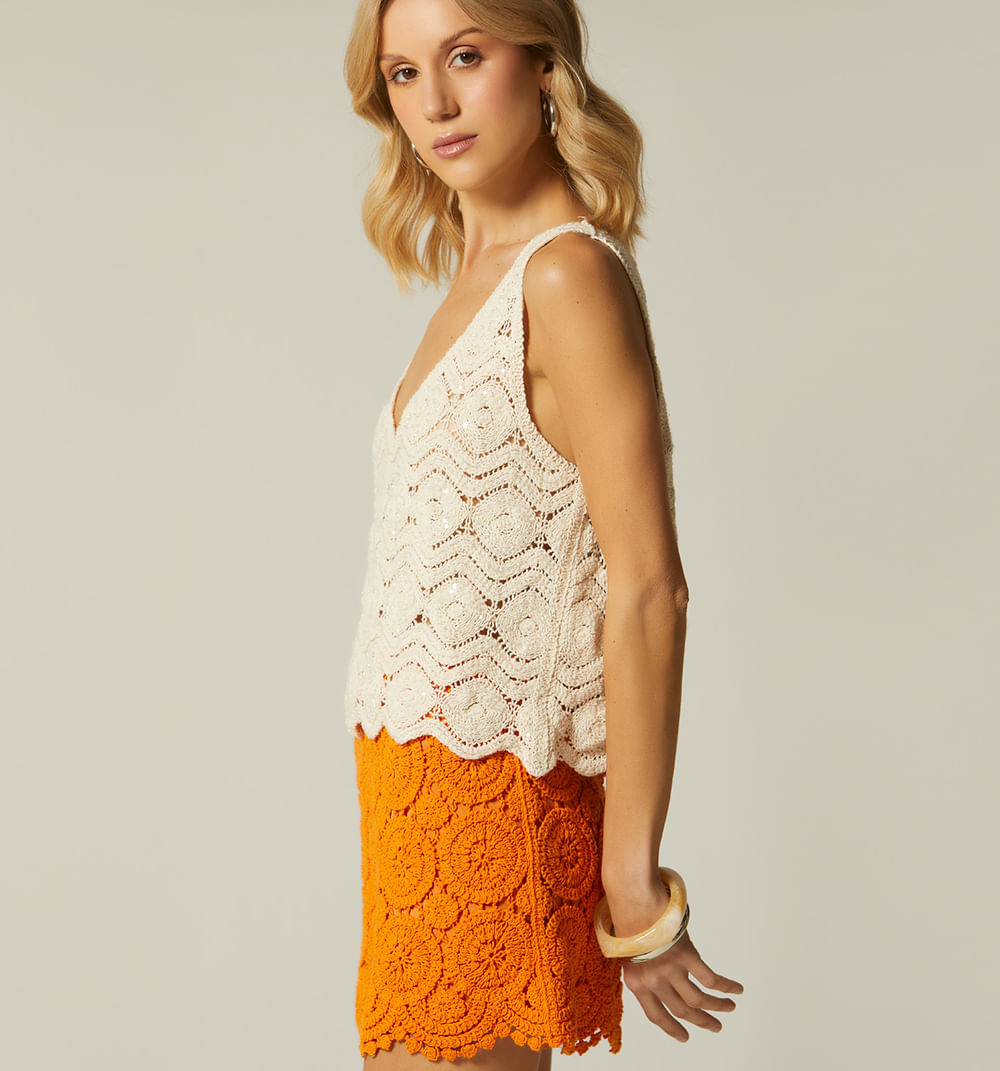 Blusa Tiras Crochet