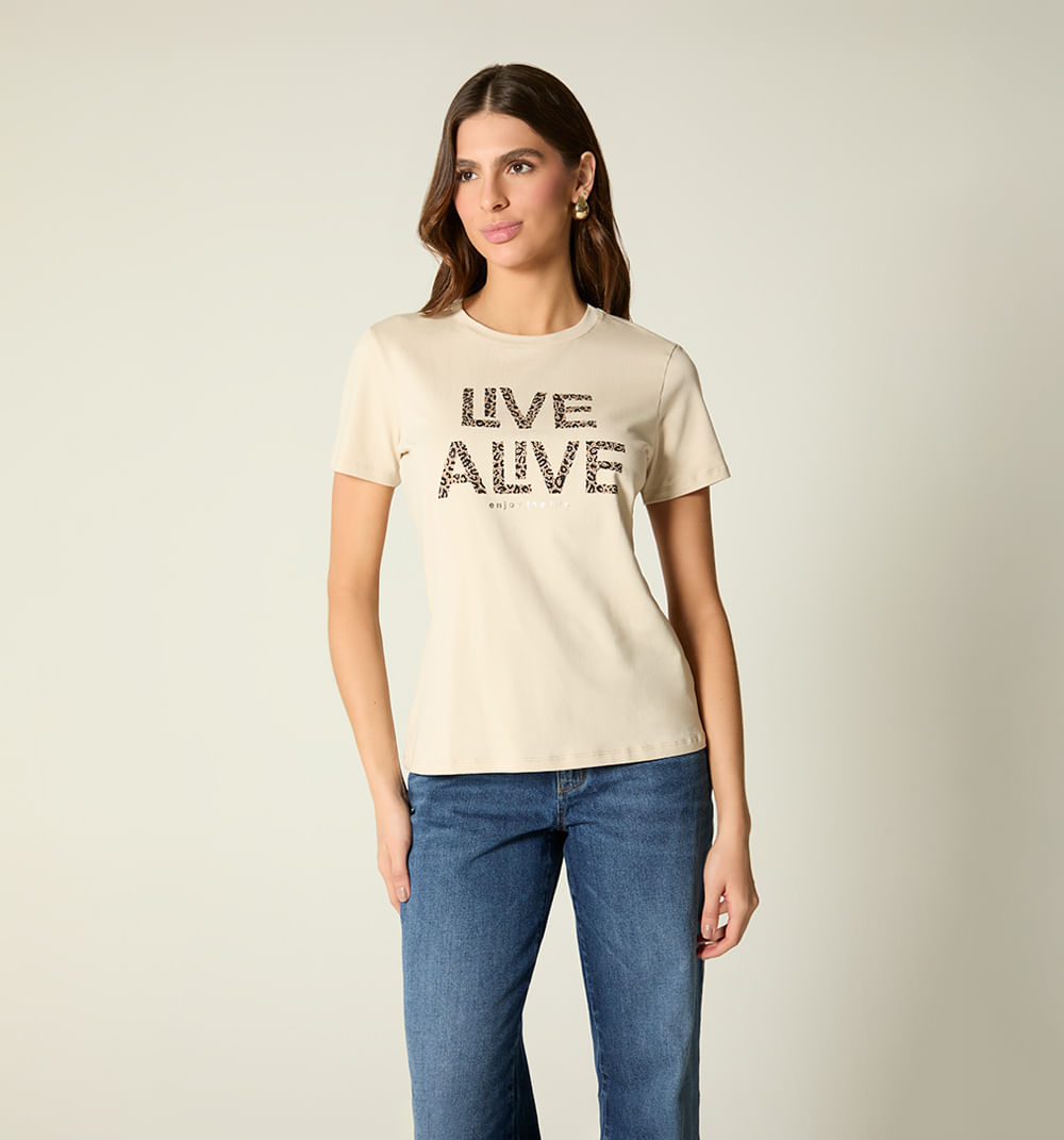 Camiseta Manga Corta Estampado Repujado